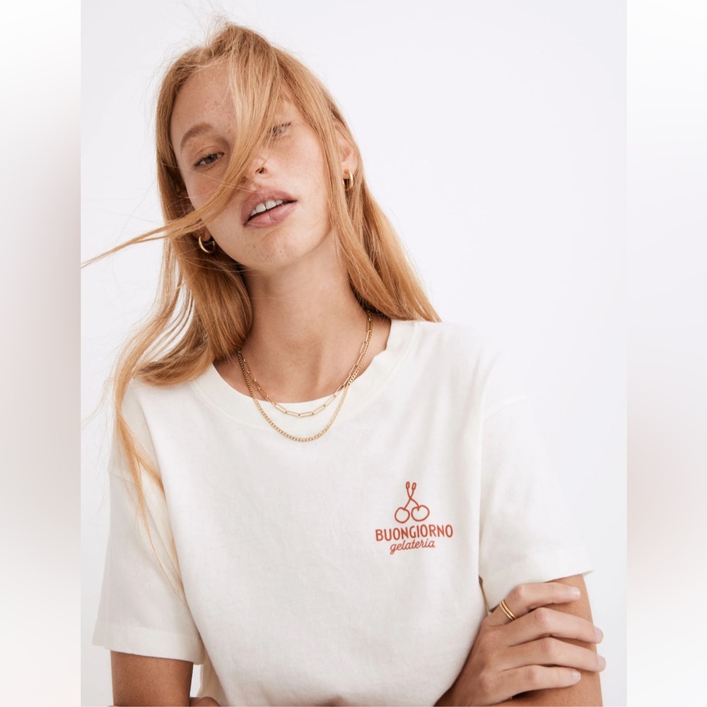 MADEWELL Buongiorno Gelateria Softfade Cotton Oversized Tee - Size XS - Picture 2 of 6